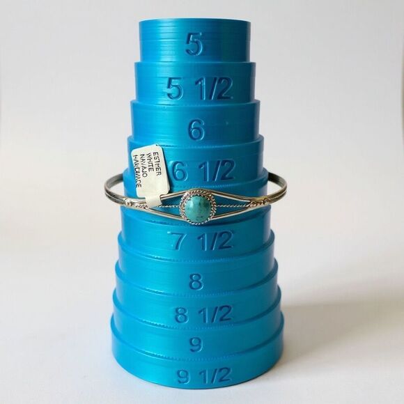 Handmade Native American Turquoise & Sterling Silver Cuff Bracelet Esther White - Picture 2 of 8